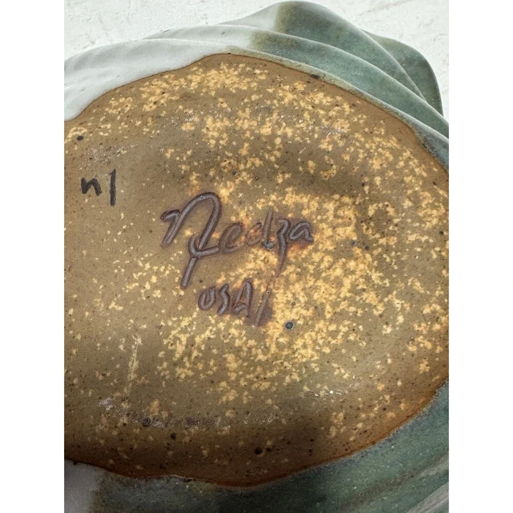 Signed Nedza Mid-Century Art Pottery Stoneware Shell Dish